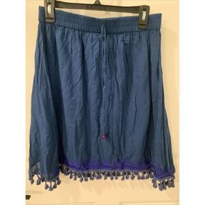 Metro Wear Peasant Skirt Womens Med Boho Festival Embroidered Prairie Flowy Blue